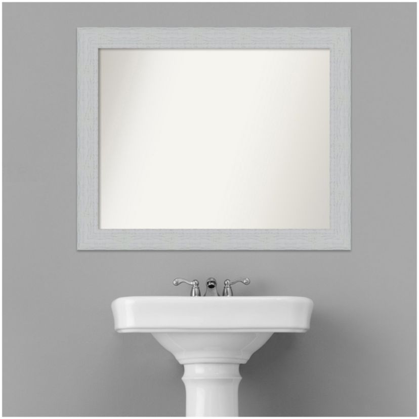 Shiplap White Non-Beveled Wood Framed Bathroom Wall Mirror