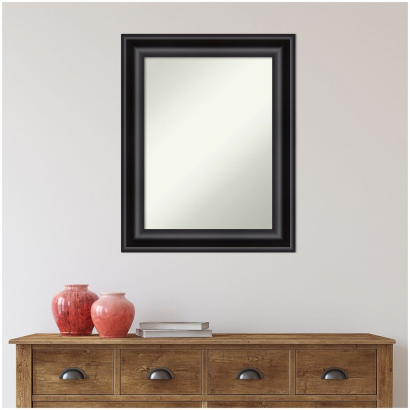 Grand Black Non-Beveled Framed Bathroom Wall Mirror
