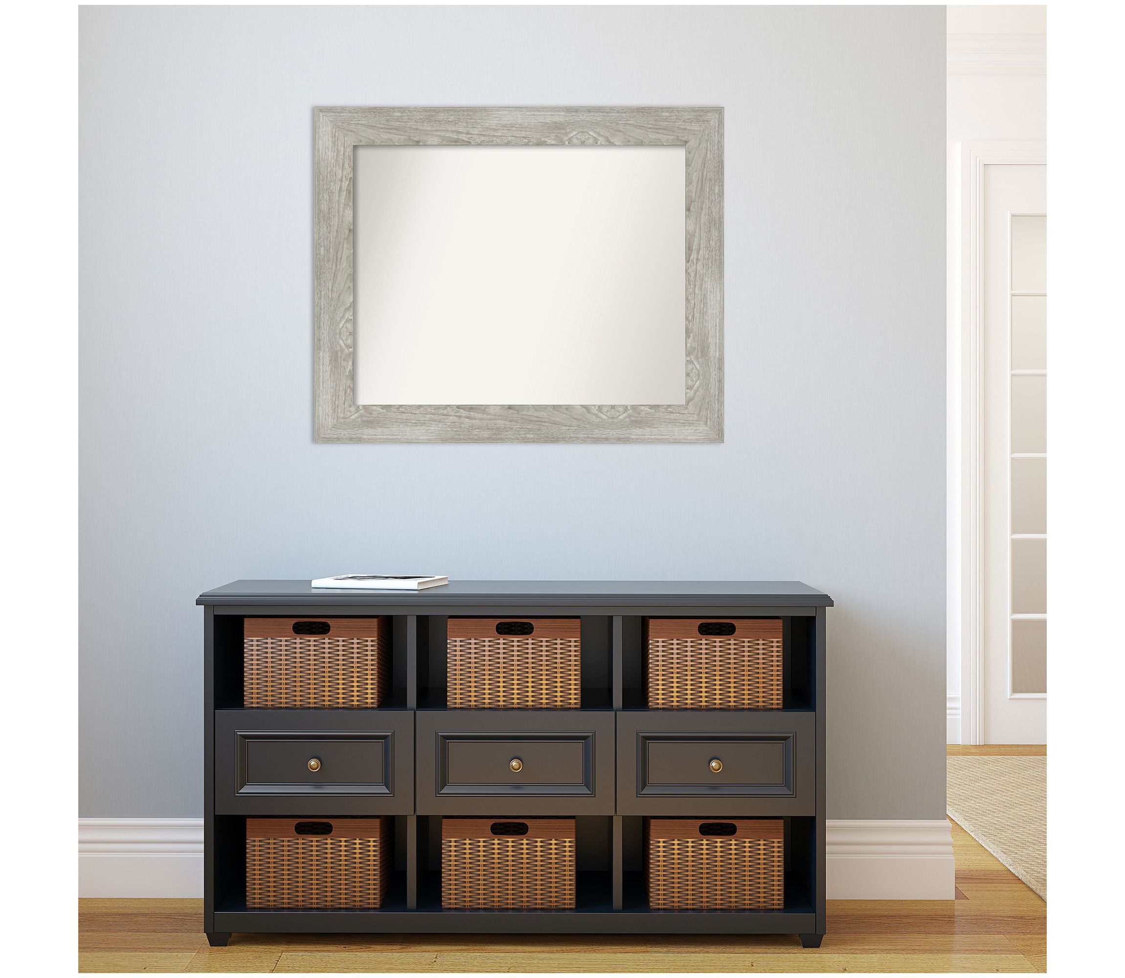 Dove Greywash Non-Beveled Framed Bathroom Wall Mirror