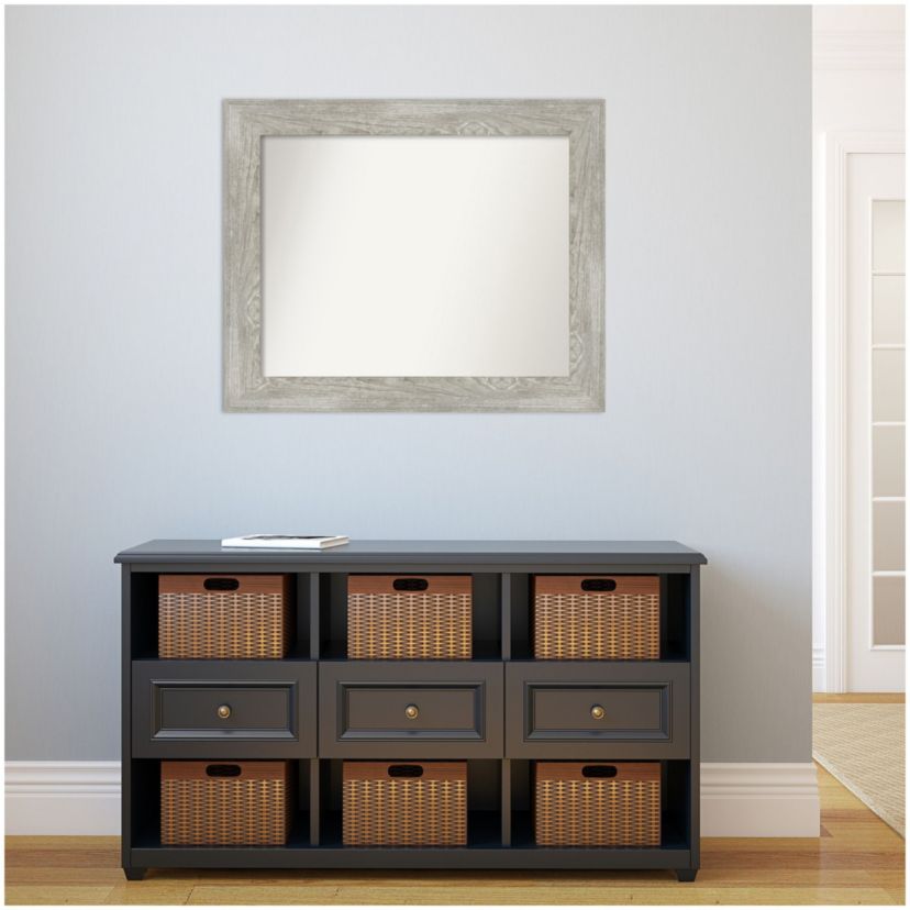 Dove Greywash Non-Beveled Framed Bathroom Wall Mirror