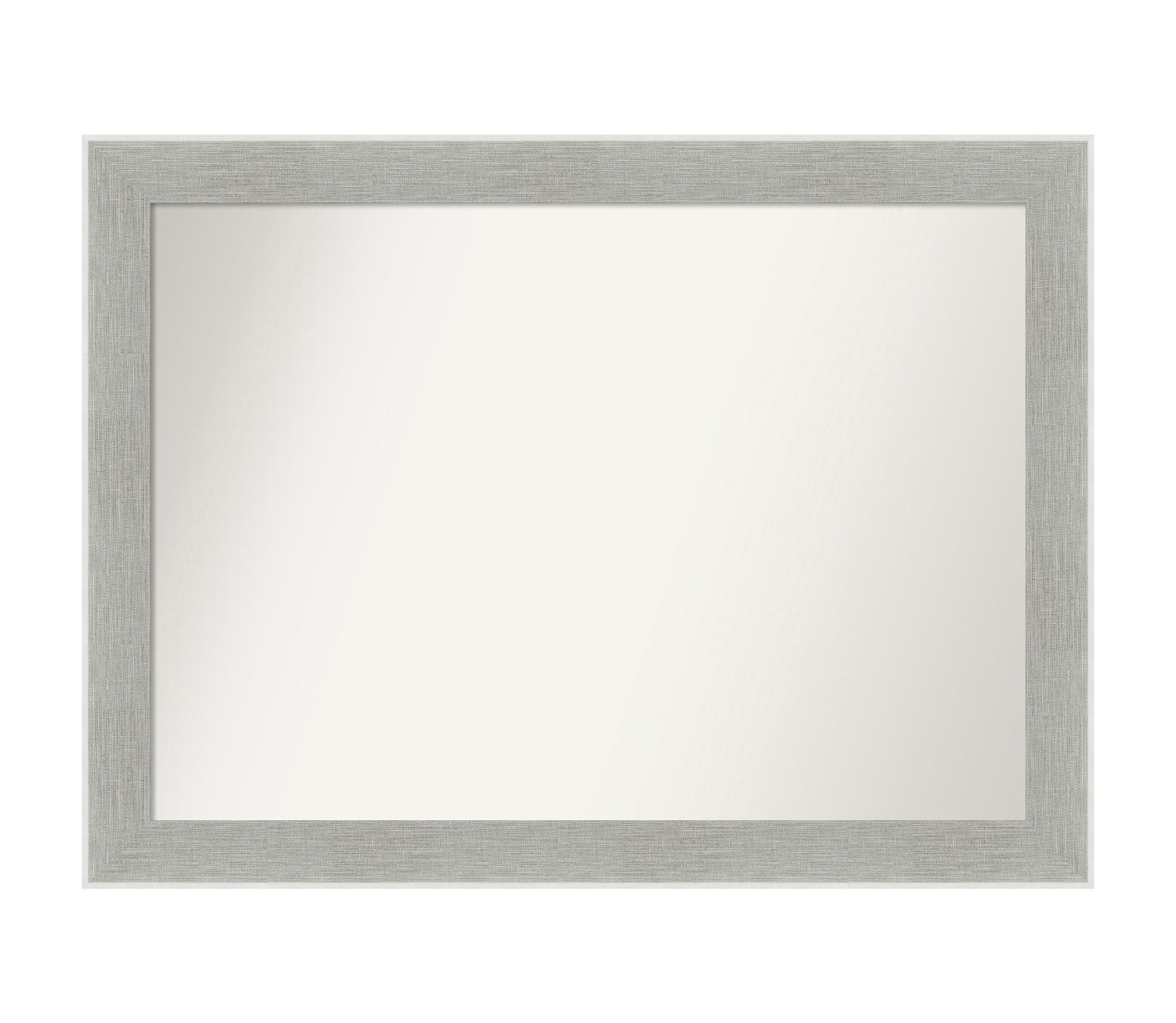 Glam Linen Grey Non-Beveled Framed Bathroom Wall Mirror