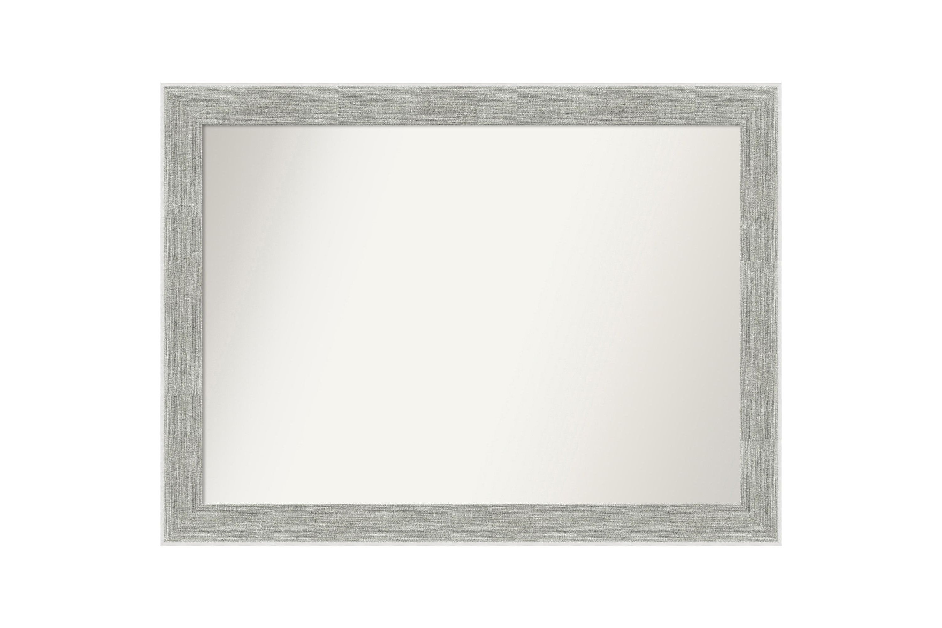 Glam Linen Grey Non-Beveled Framed Bathroom Wall Mirror