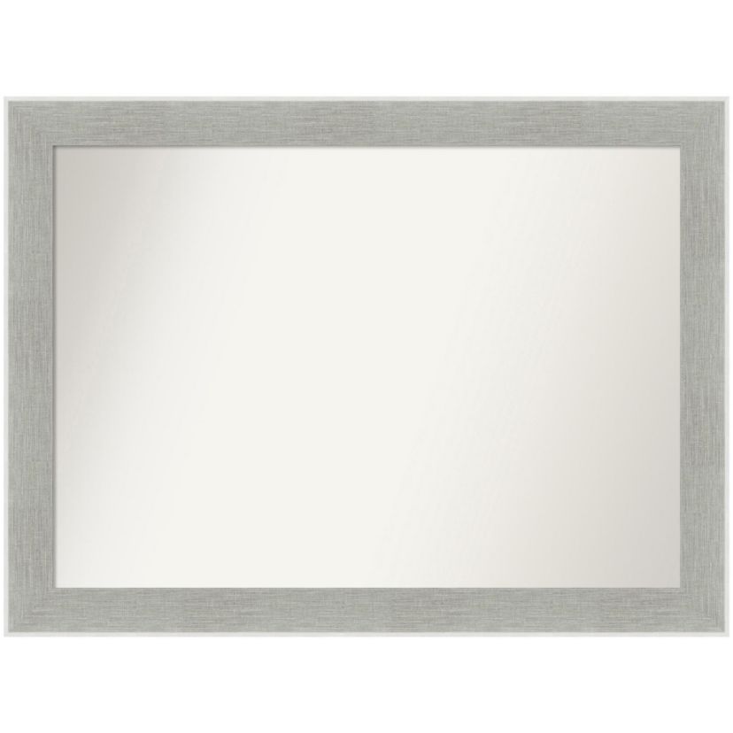 Glam Linen Grey Non-Beveled Framed Bathroom Wall Mirror