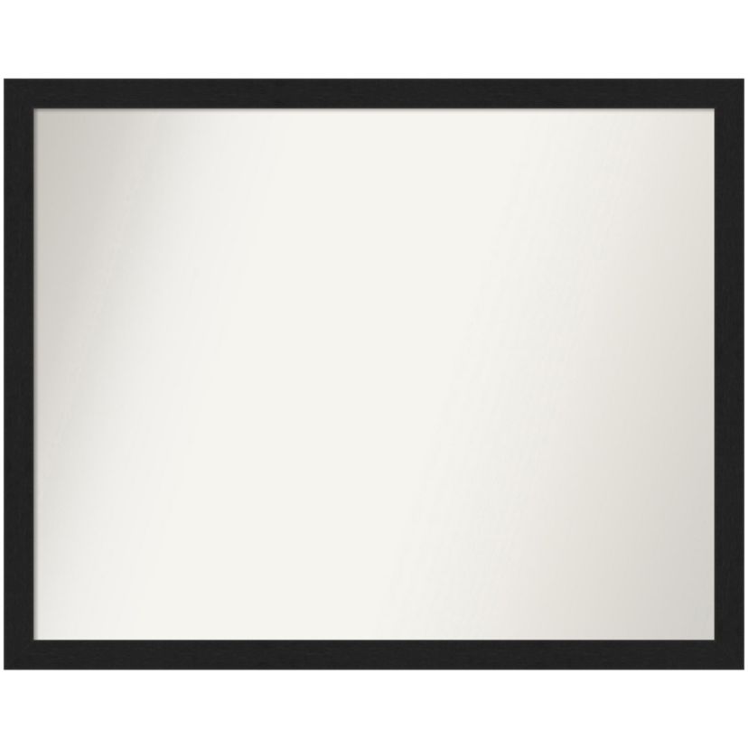 Grace Brushed Metallic Black Narrow Non-Beveled Framed Bathroom Wall Mirror