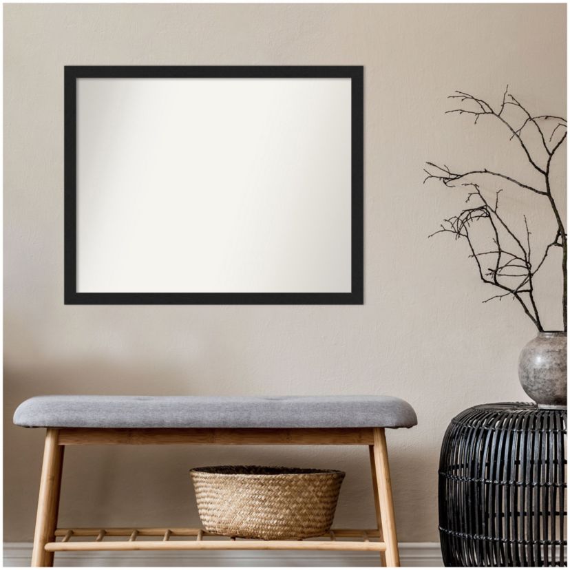 Grace Brushed Metallic Black Narrow Non-Beveled Framed Bathroom Wall Mirror