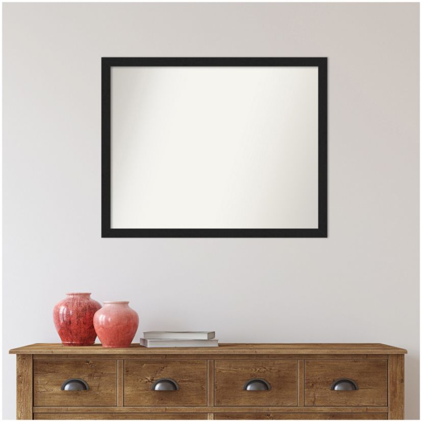 Grace Brushed Metallic Black Narrow Non-Beveled Framed Bathroom Wall Mirror