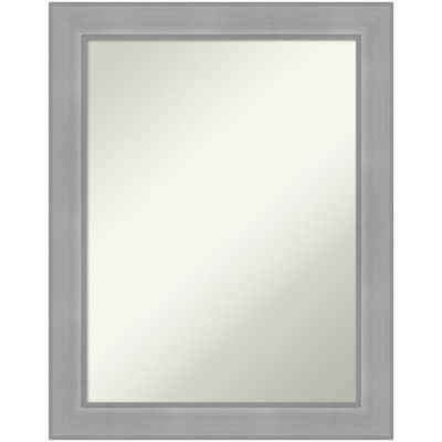 Amanti Art Vista Brushed Nickel Non-Beveled Framed Bathroom Wall Mirror, Silver, Large