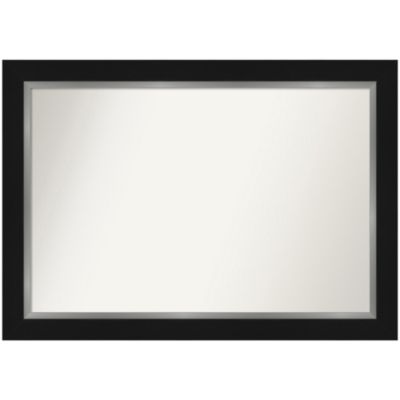 Amanti Art Eva Black Silver Non-Beveled Framed Bathroom Wall Mirror, Large