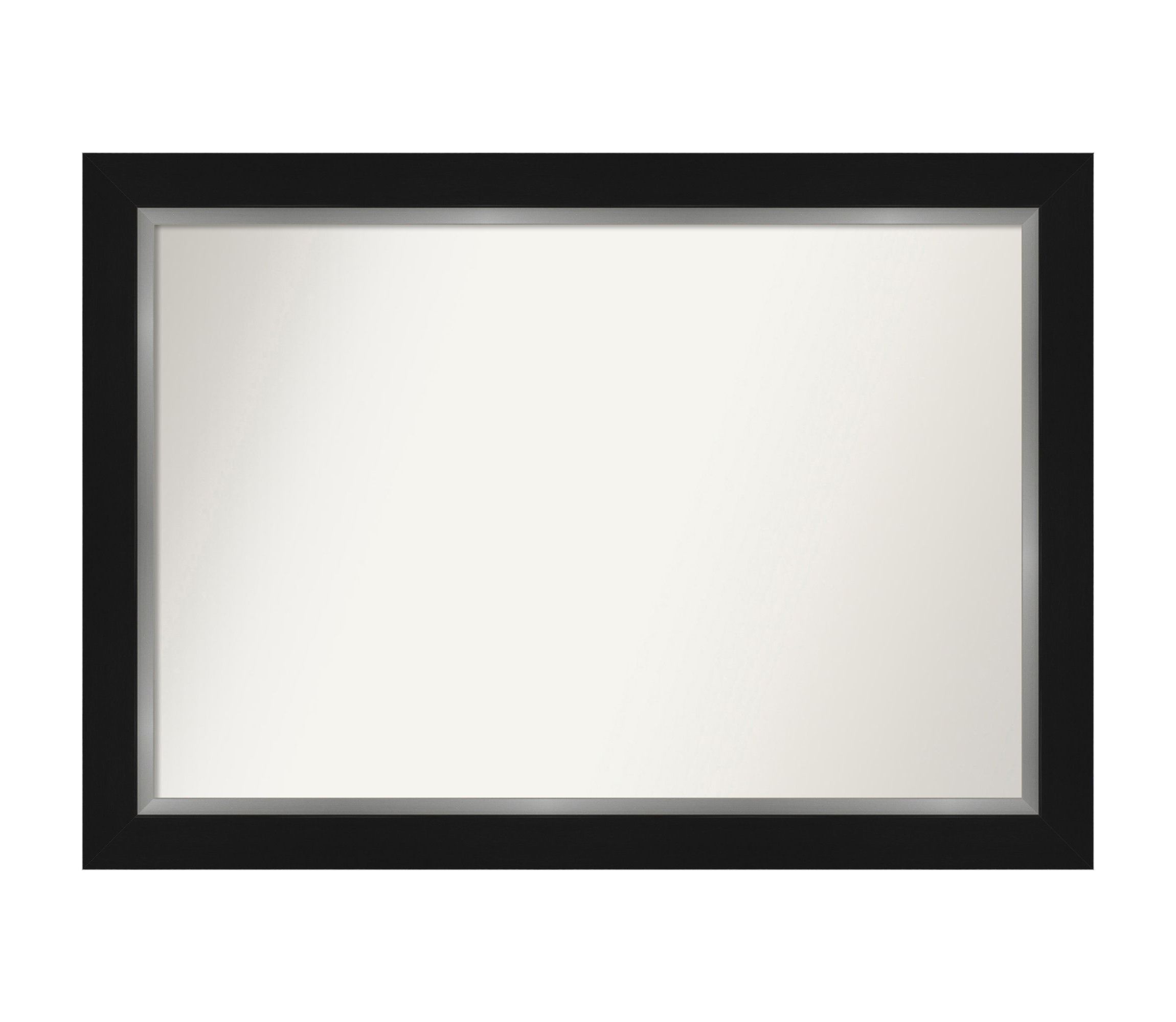 Eva Black Silver Non-Beveled Framed Bathroom Wall Mirror