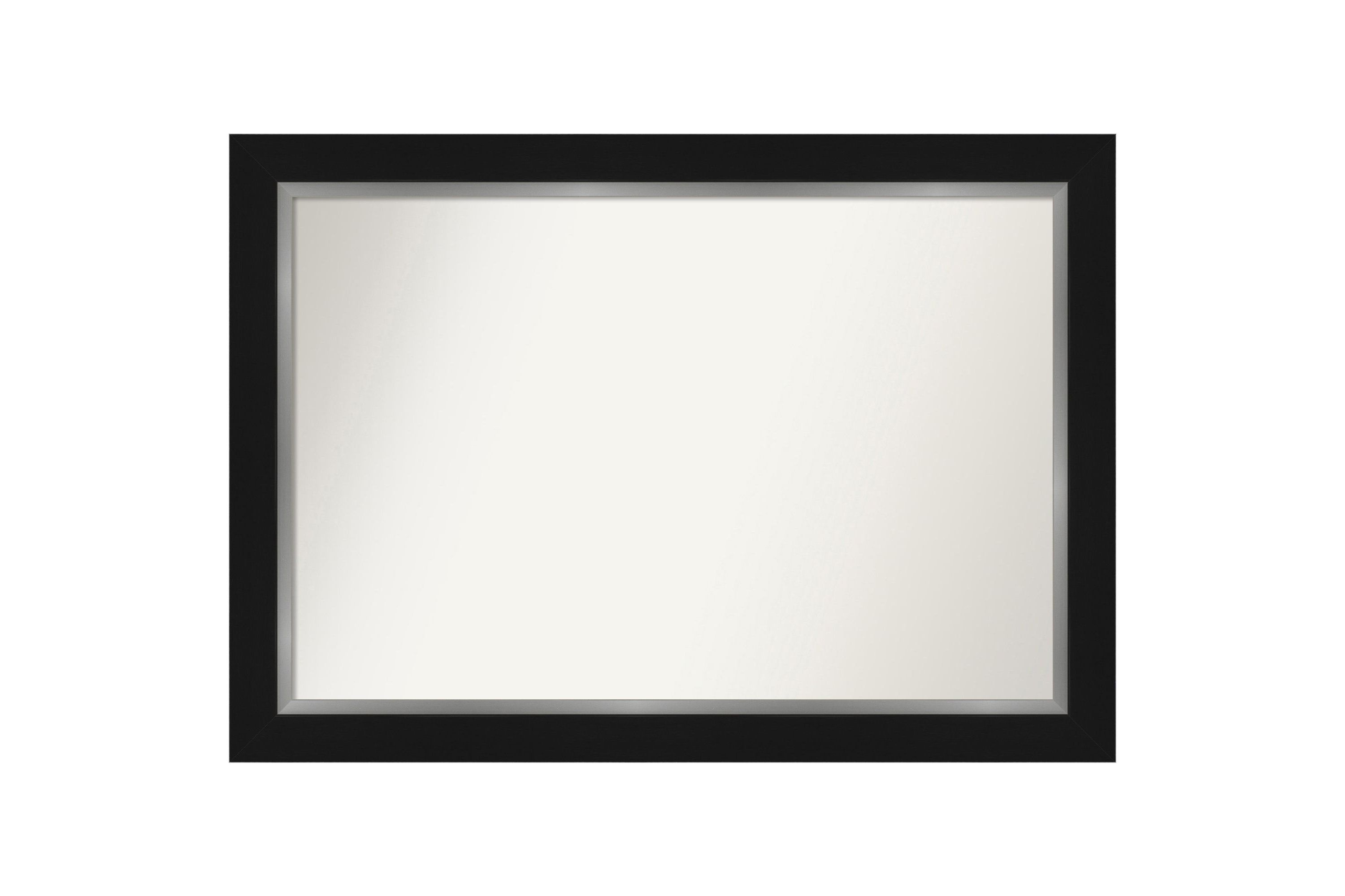 Eva Black Silver Non-Beveled Framed Bathroom Wall Mirror