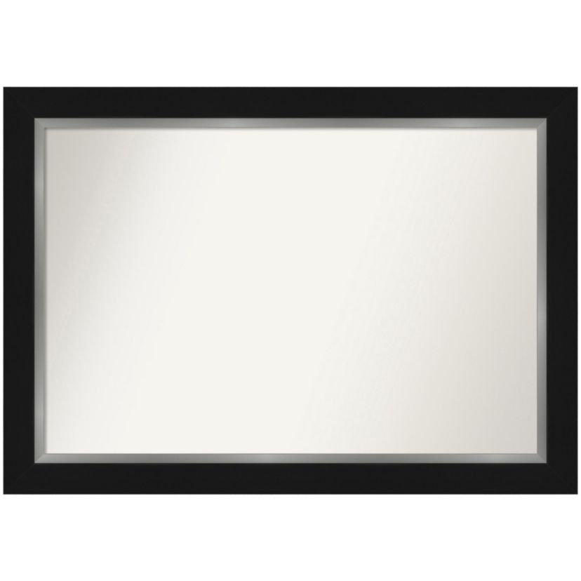 Eva Black Silver Non-Beveled Framed Bathroom Wall Mirror