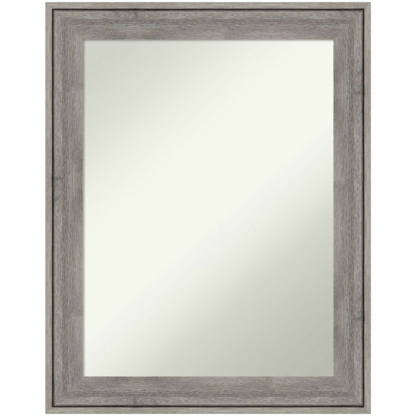 Regis Barnwood Grey Non-Beveled Wood Framed Bathroom Wall Mirror