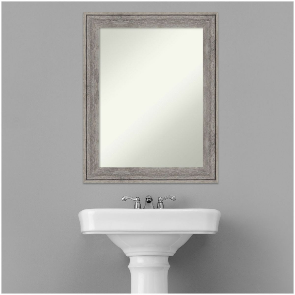 Regis Barnwood Grey Non-Beveled Wood Framed Bathroom Wall Mirror