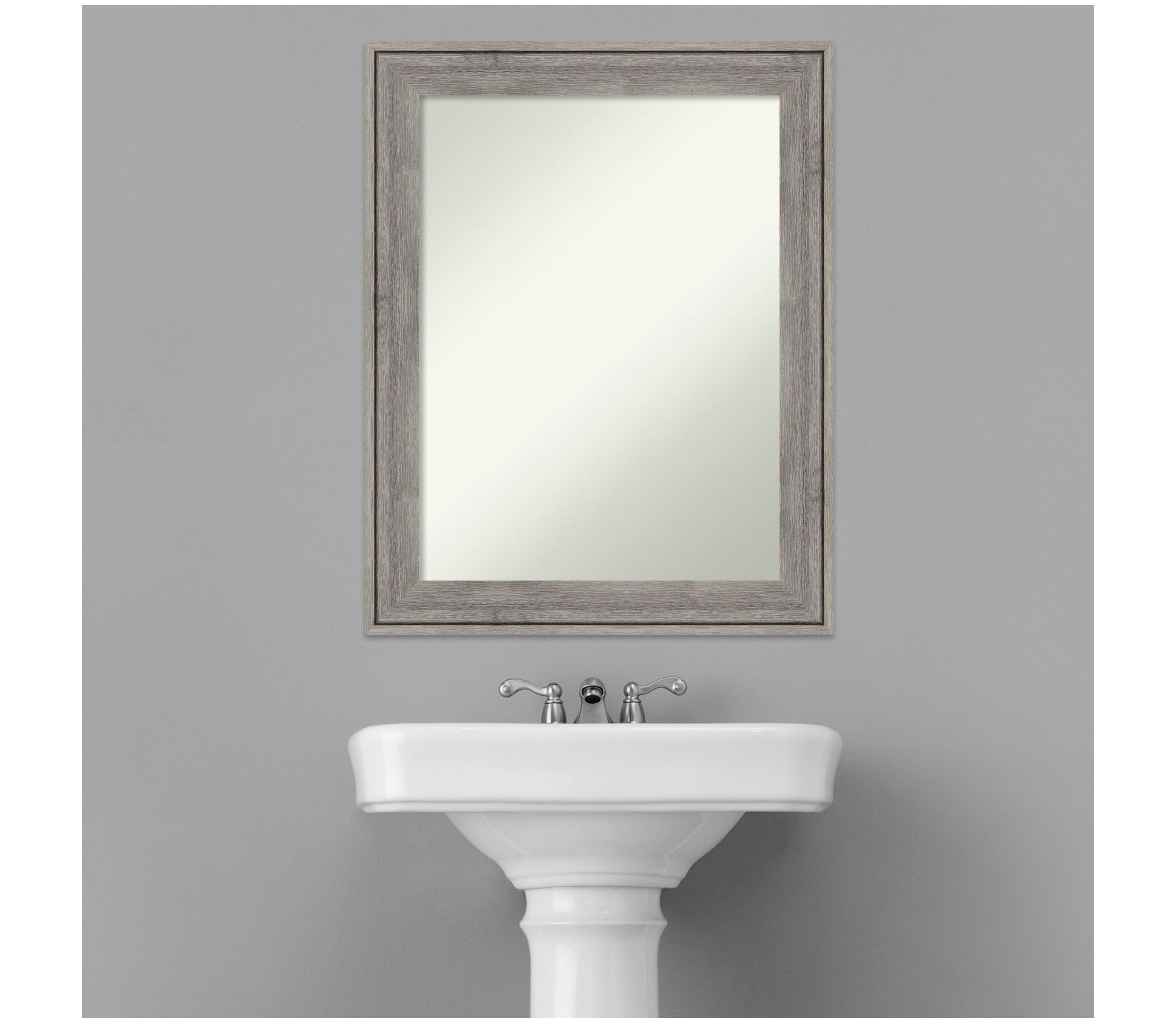 Regis Barnwood Grey Non-Beveled Wood Framed Bathroom Wall Mirror