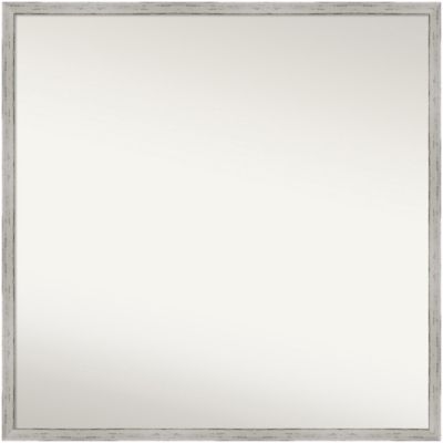 Amanti Art Shiplap White Narrow Non-Beveled Wood Framed Bathroom Wall Mirror, Large