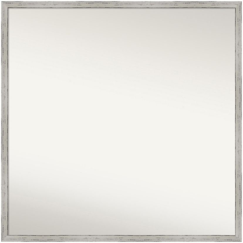 Shiplap White Narrow Non-Beveled Wood Framed Bathroom Wall Mirror