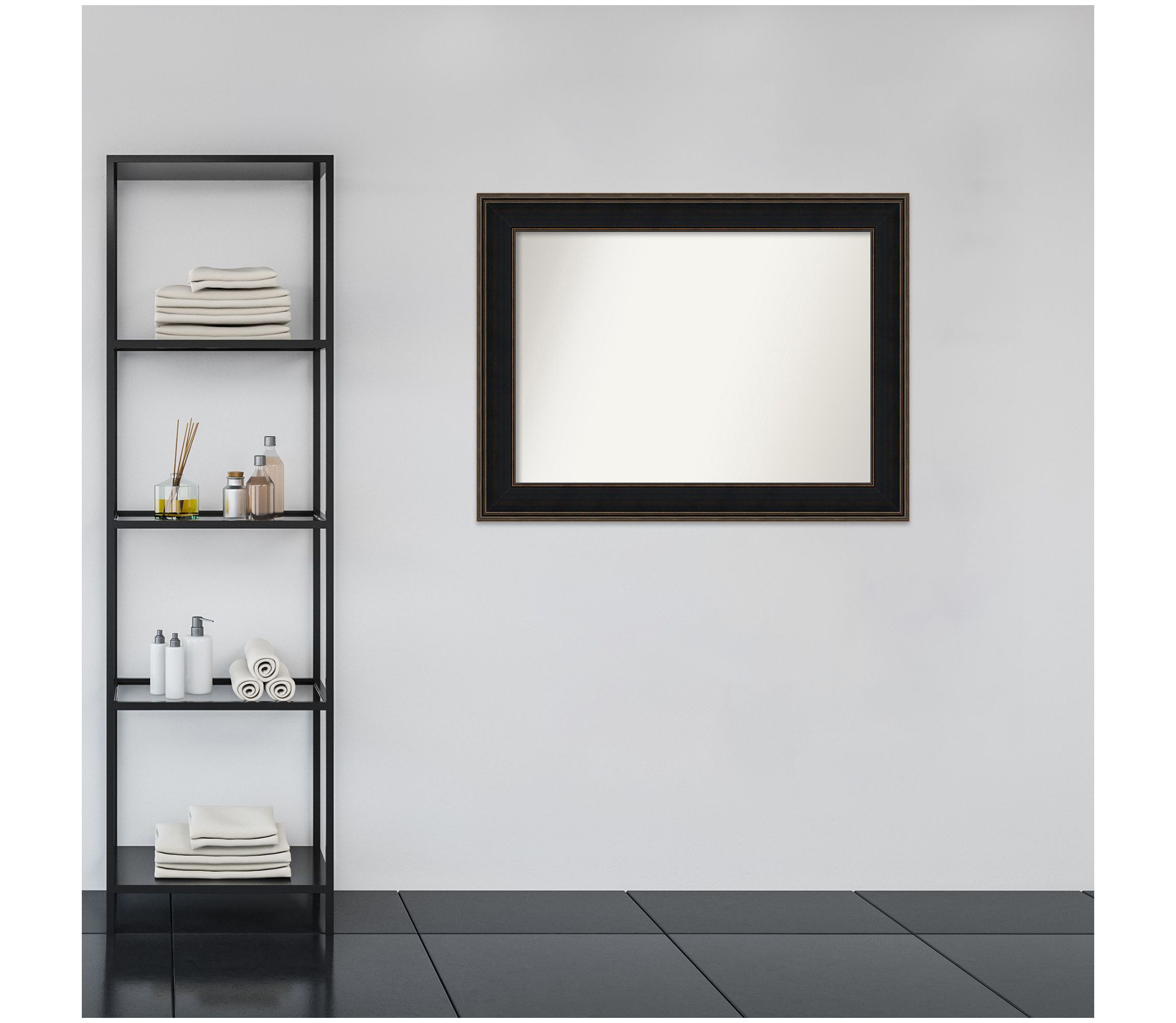 Mezzanine Espresso Non-Beveled Wood Framed Bathroom Wall Mirror