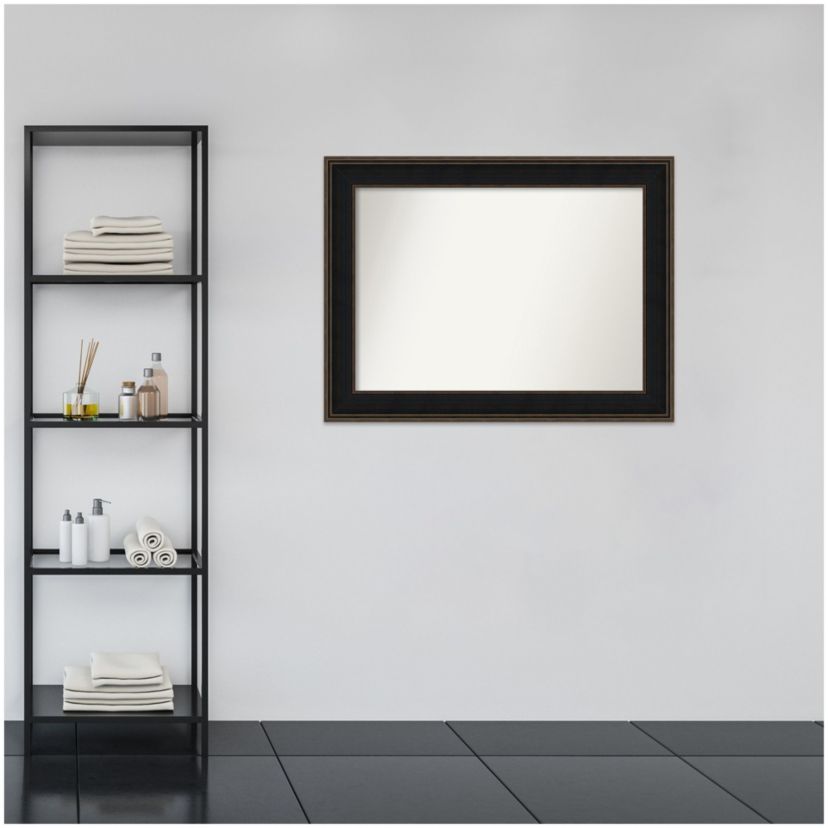 Mezzanine Espresso Non-Beveled Wood Framed Bathroom Wall Mirror