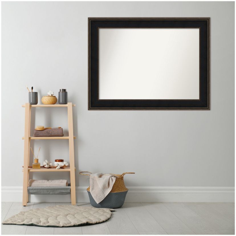 Mezzanine Espresso Non-Beveled Wood Framed Bathroom Wall Mirror