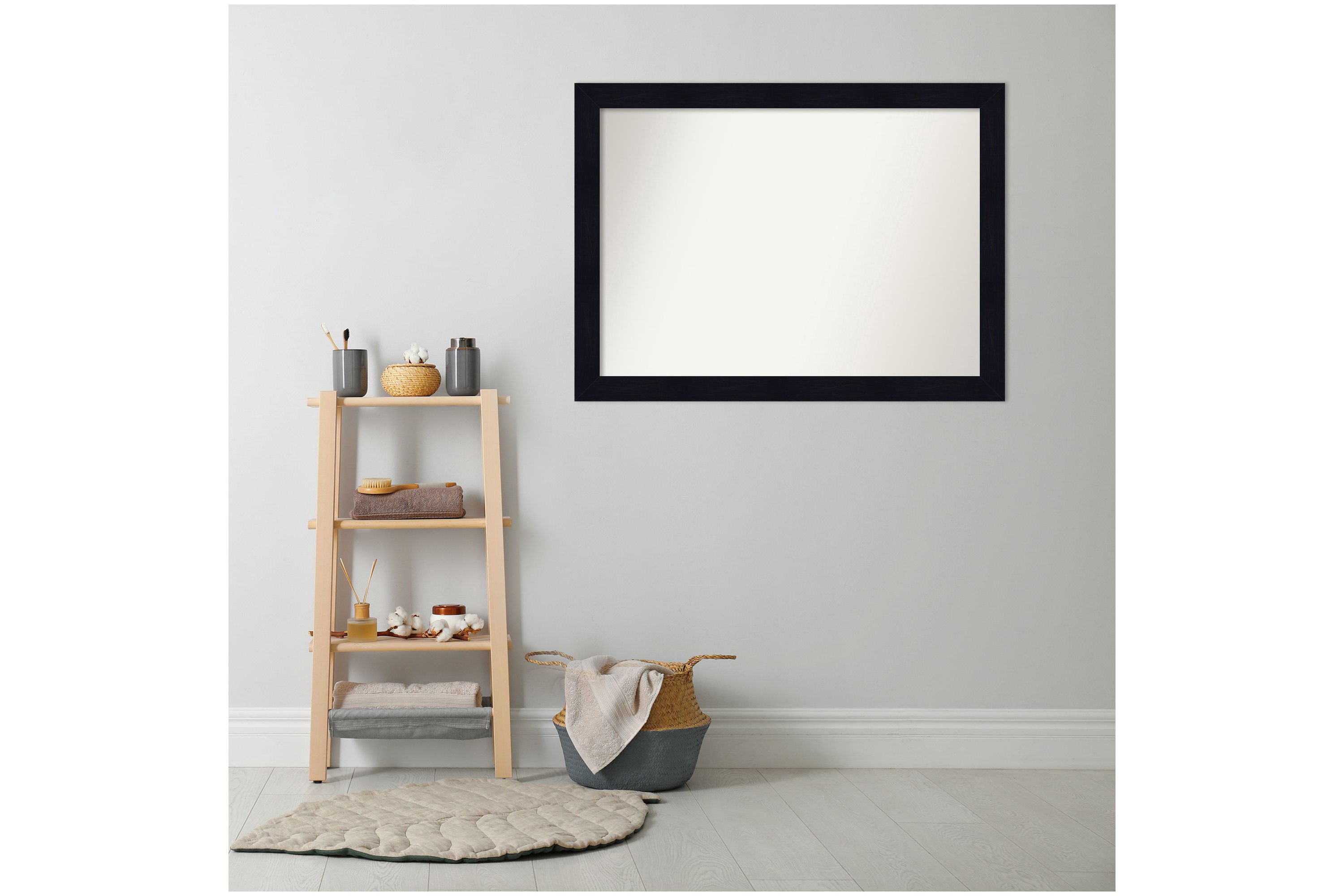 Shiplap Navy Non-Beveled Wood Framed Bathroom Wall Mirror