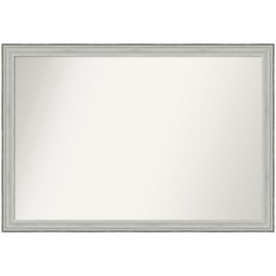 Amanti Art Bel Volto Silver Non-Beveled Wood Framed Bathroom Wall Mirror, Large