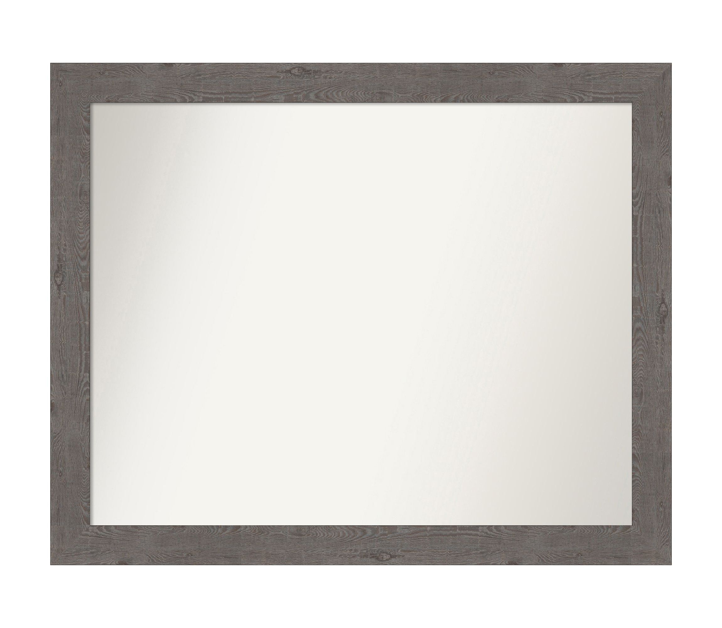Rustic Plank Grey Narrow Non-Beveled Framed Bathroom Wall Mirror