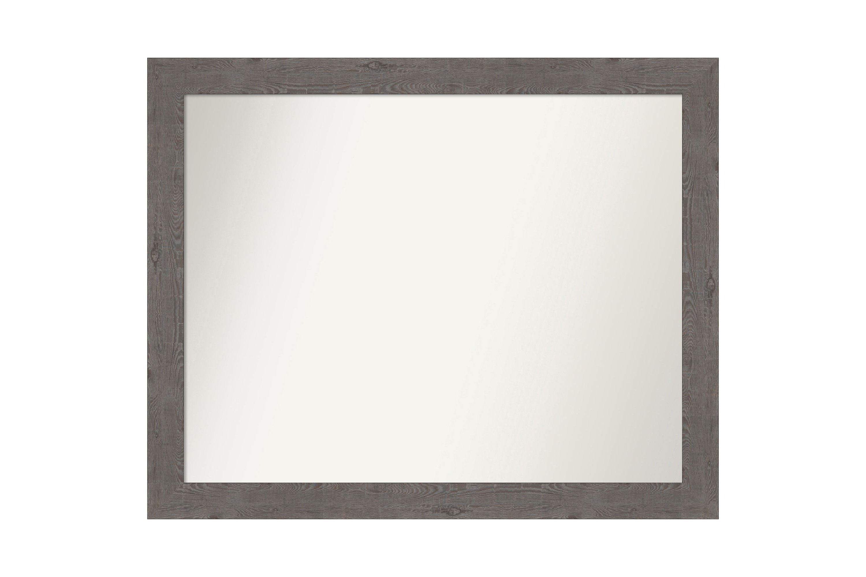 Rustic Plank Grey Narrow Non-Beveled Framed Bathroom Wall Mirror