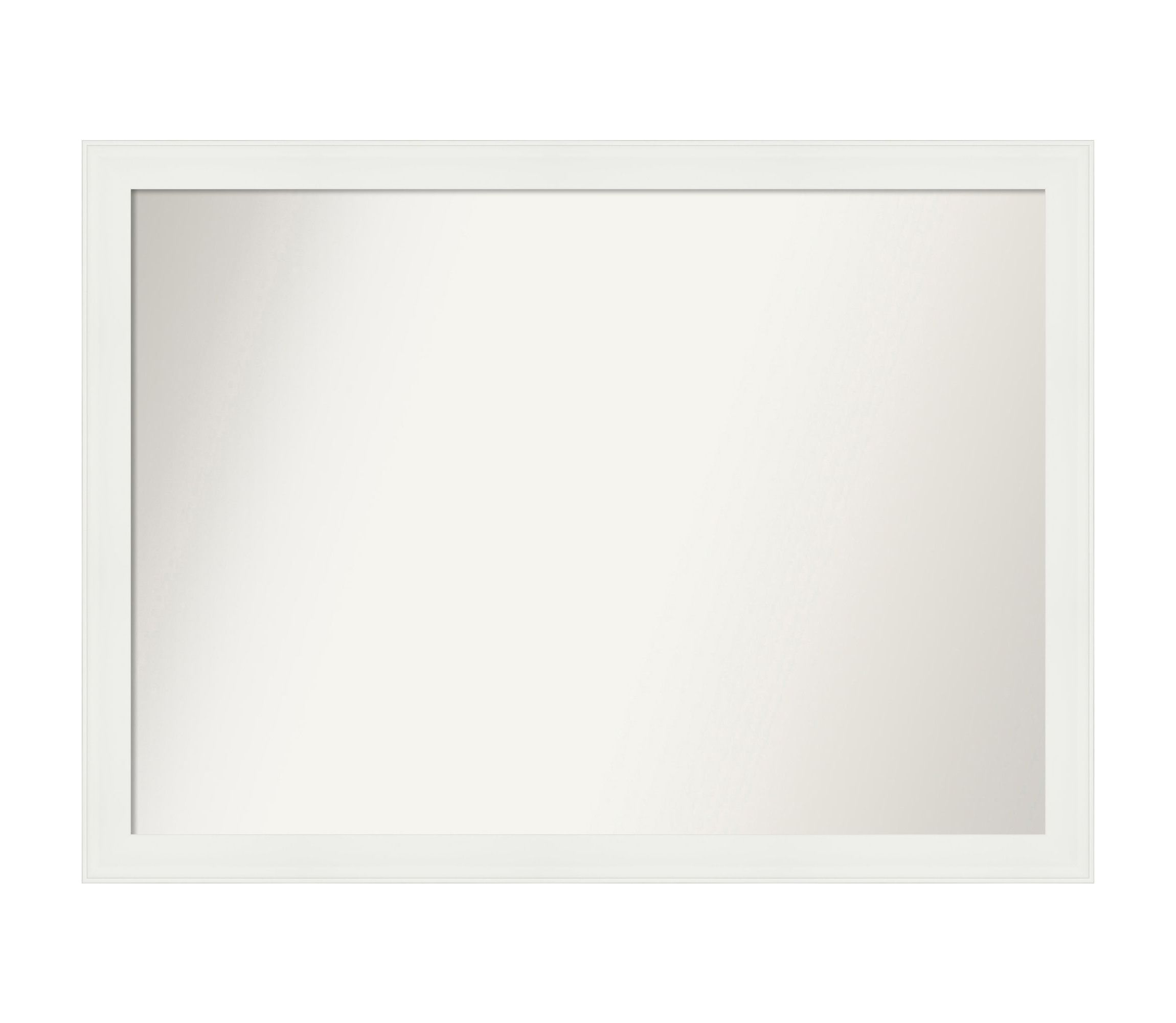 Vanity White Narrow Non-Beveled Framed Bathroom Wall Mirror