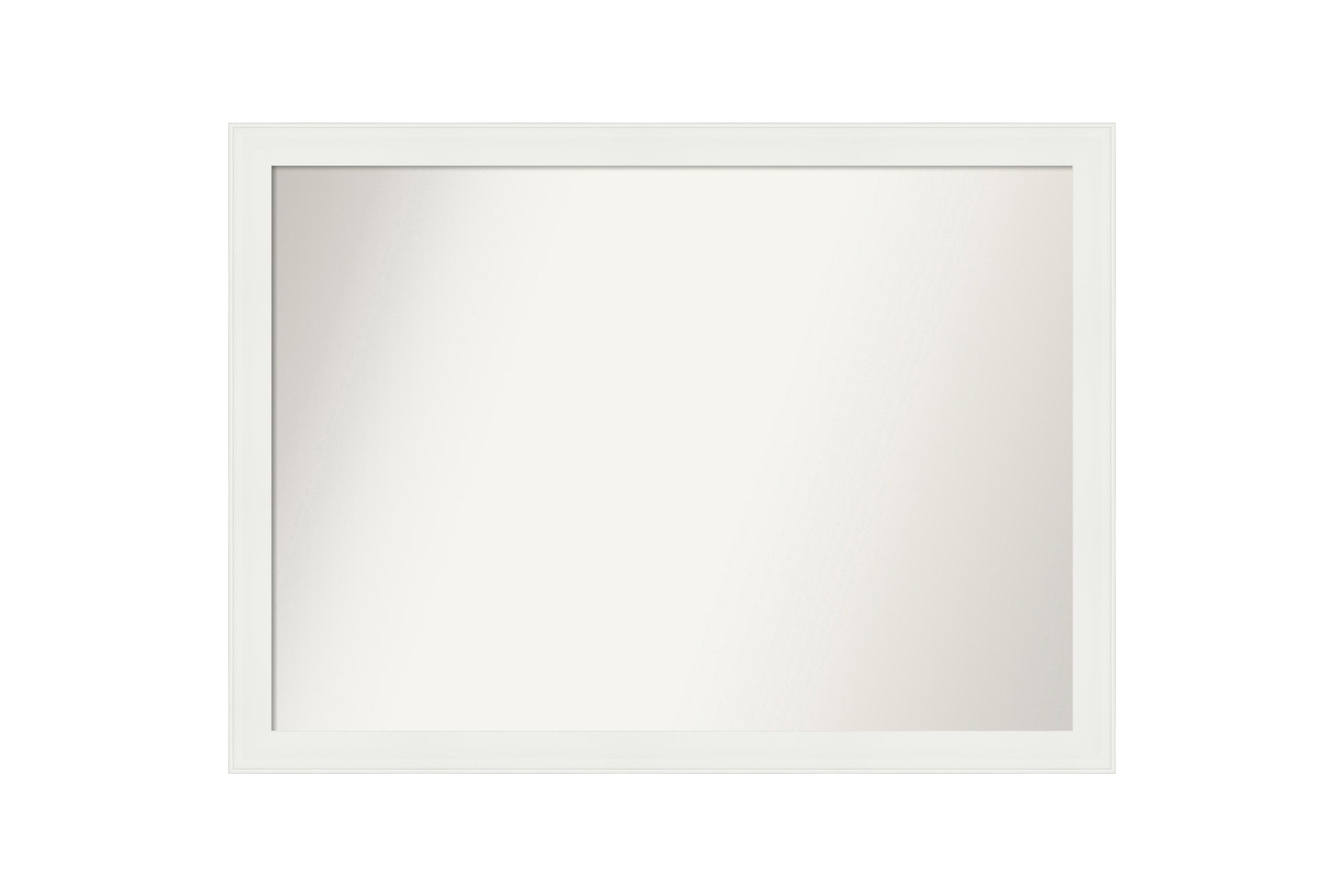 Vanity White Narrow Non-Beveled Framed Bathroom Wall Mirror