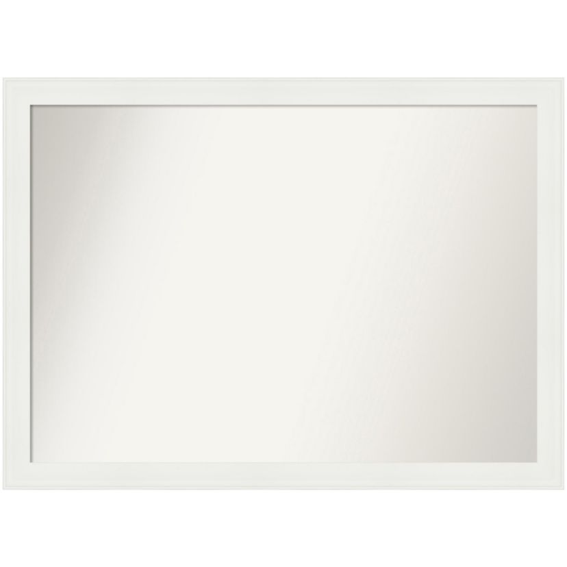 Vanity White Narrow Non-Beveled Framed Bathroom Wall Mirror