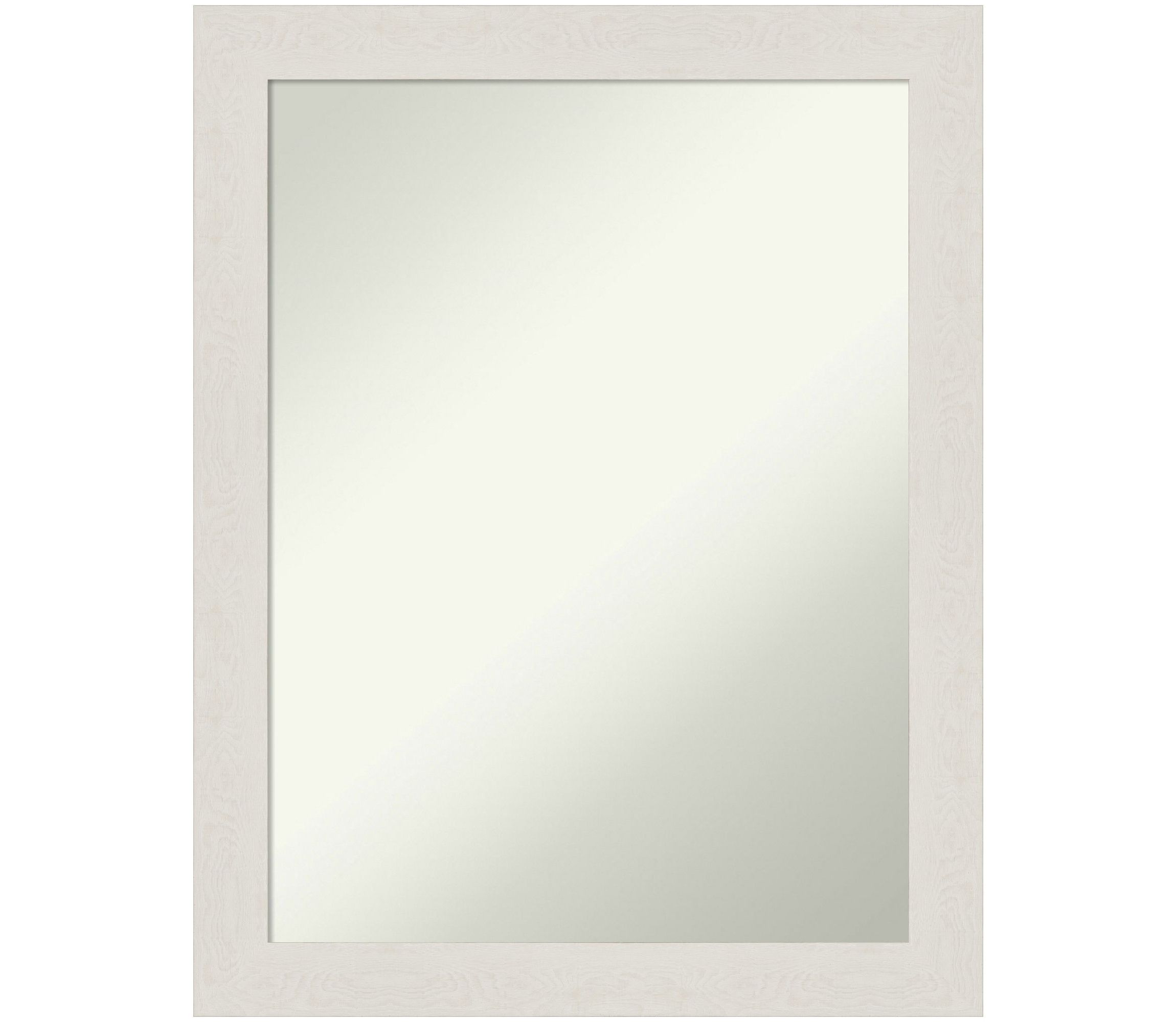 Rustic Plank White Narrow Non-Beveled Framed Bathroom Wall Mirror