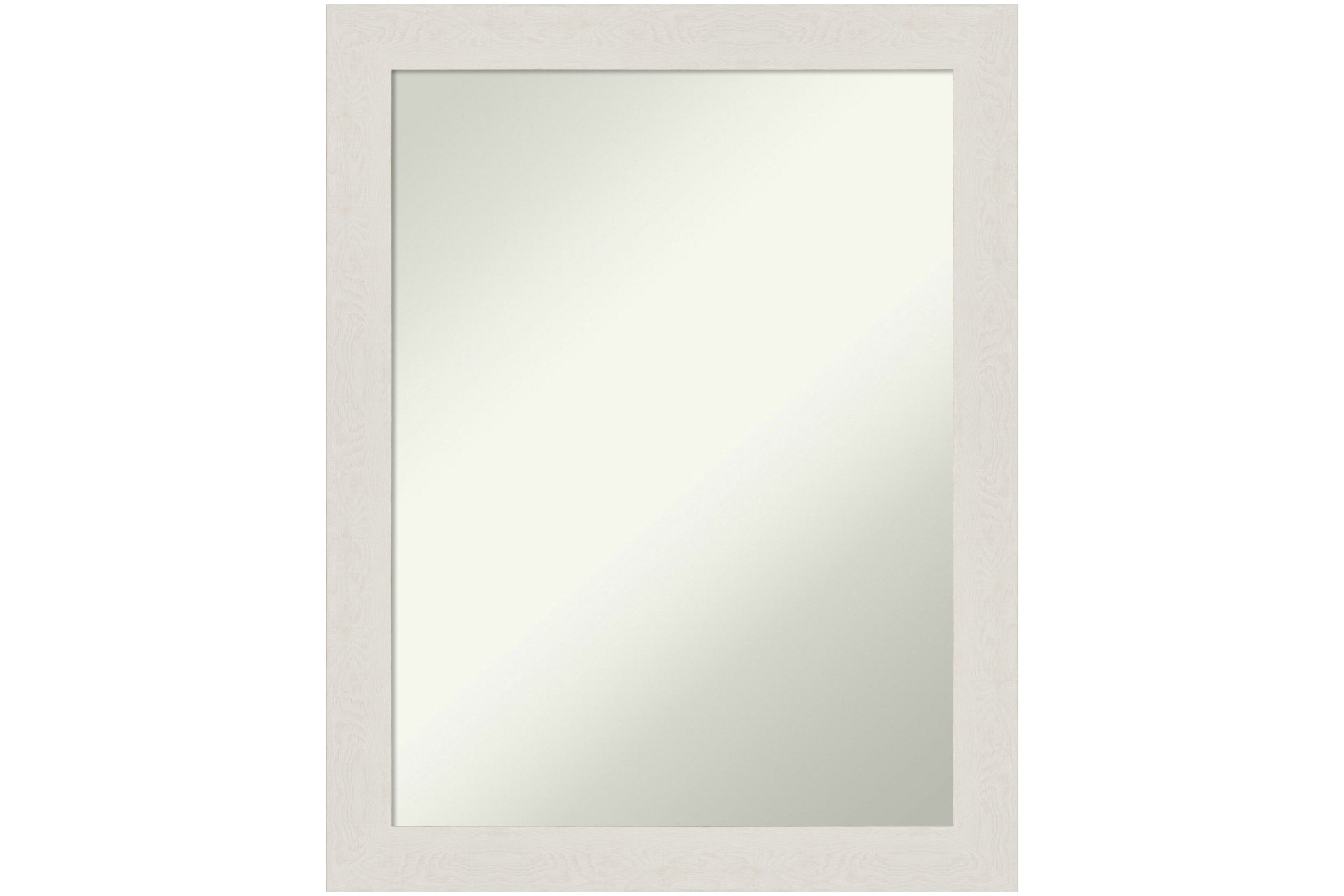 Rustic Plank White Narrow Non-Beveled Framed Bathroom Wall Mirror