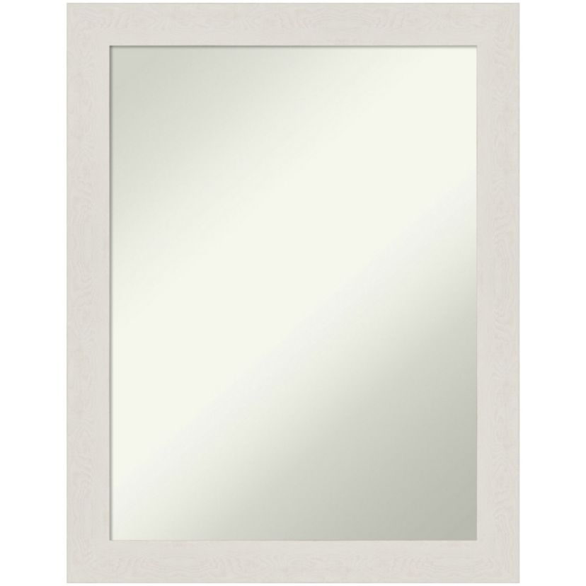 Rustic Plank White Narrow Non-Beveled Framed Bathroom Wall Mirror