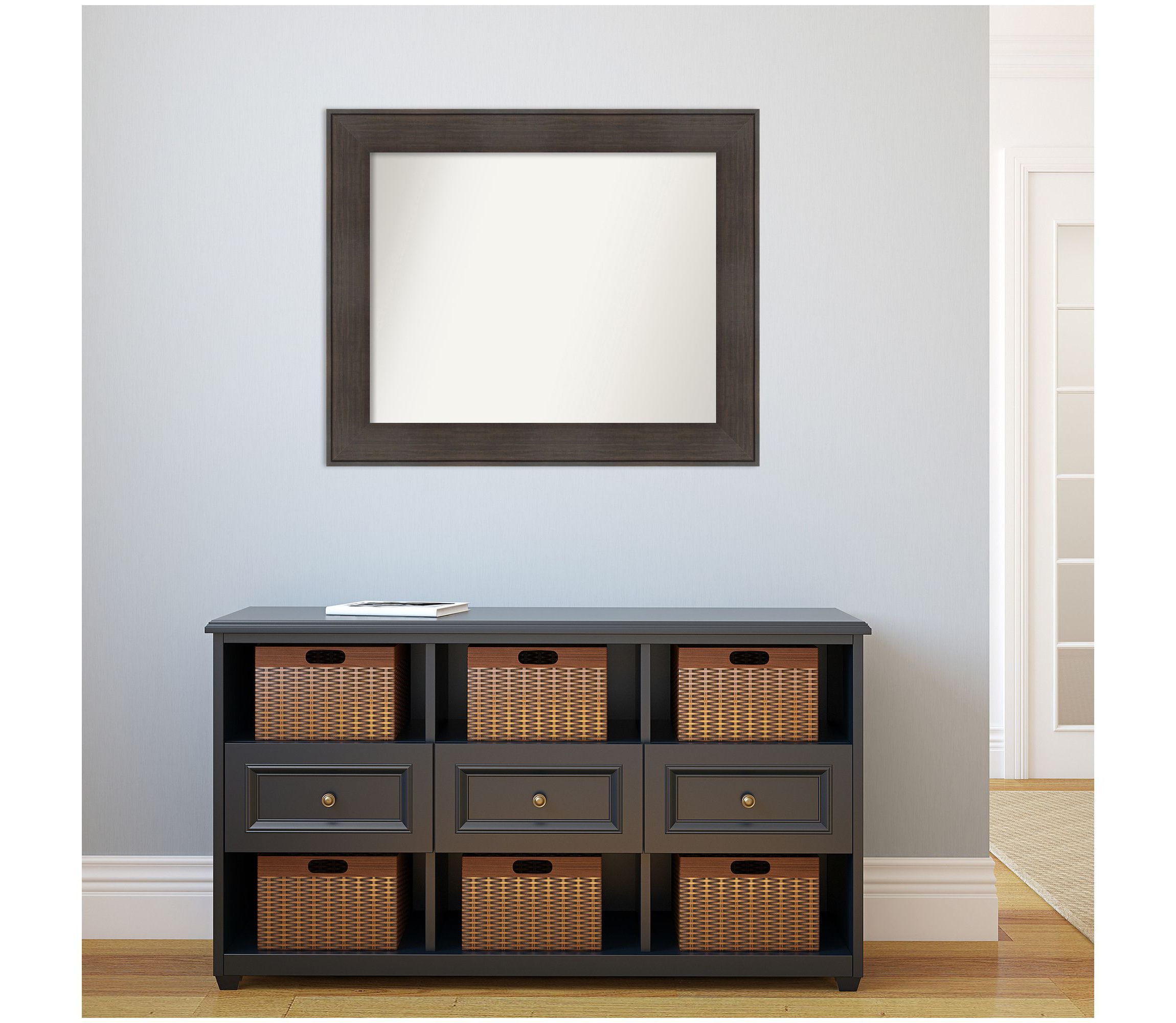 William Rustic Woodgrain Non-Beveled Framed Bathroom Wall Mirror