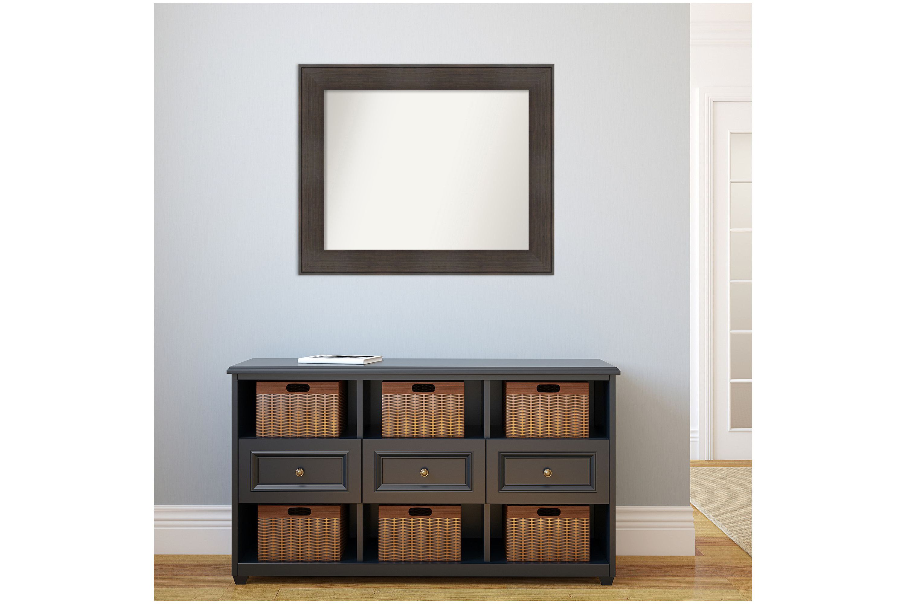 William Rustic Woodgrain Non-Beveled Framed Bathroom Wall Mirror
