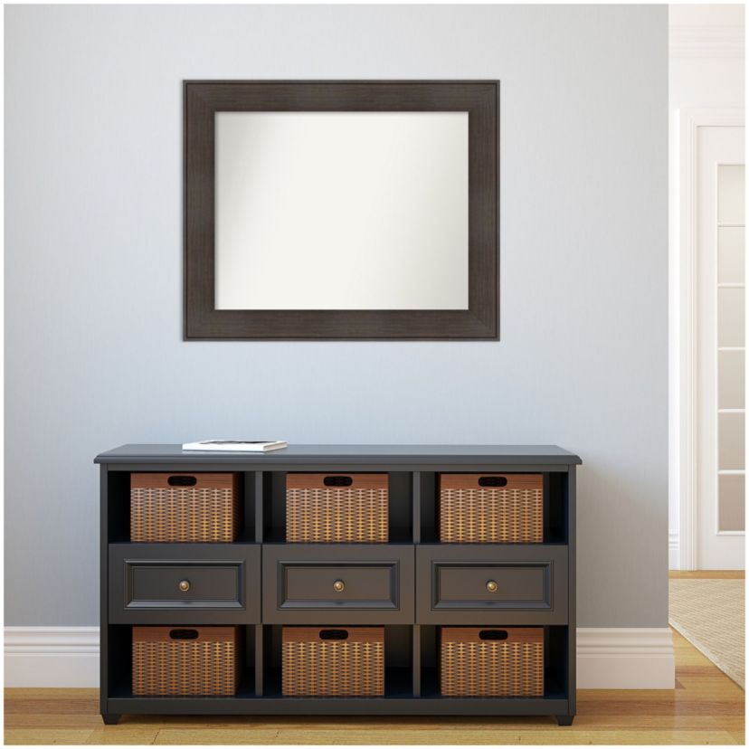 William Rustic Woodgrain Non-Beveled Framed Bathroom Wall Mirror