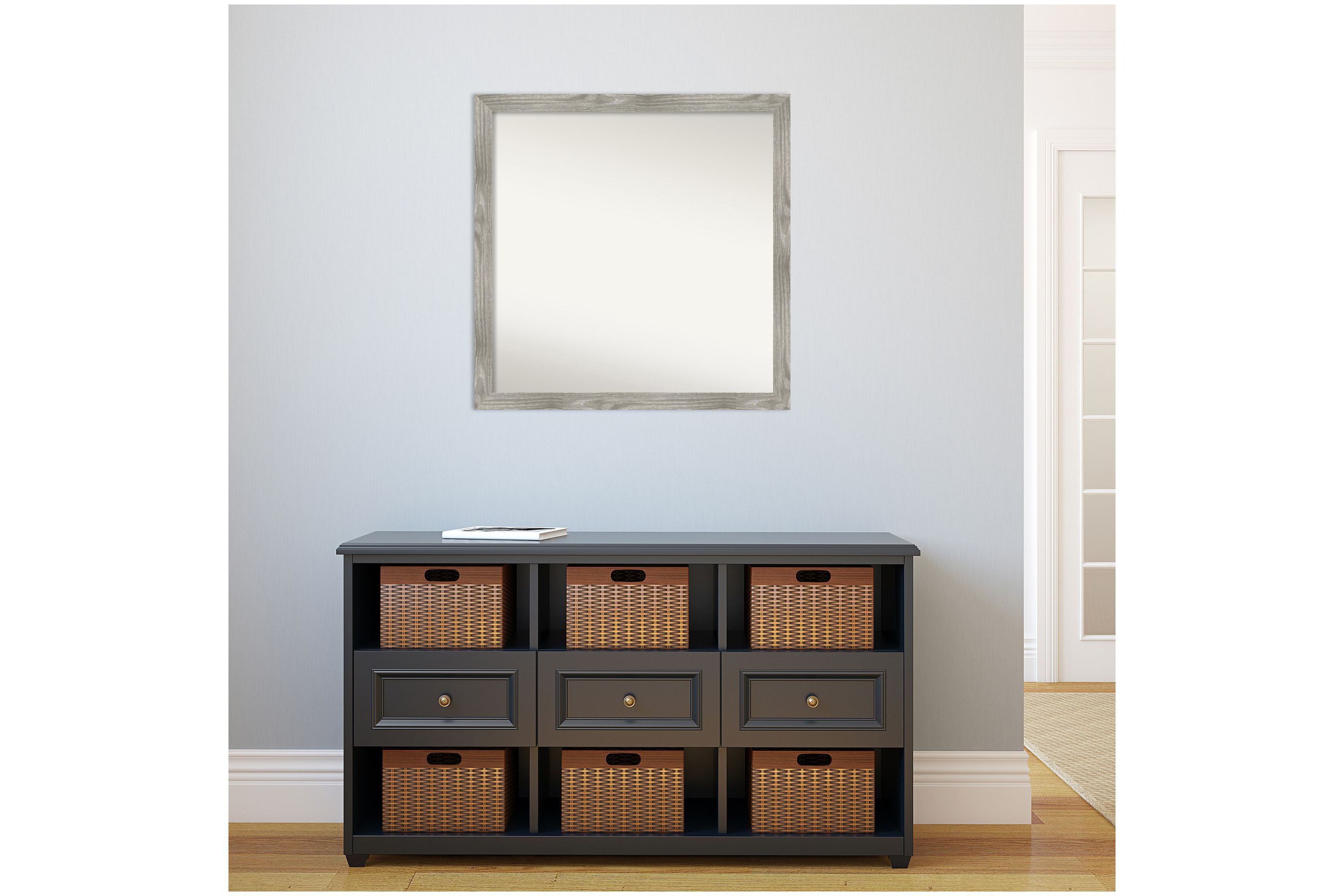 Dove Greywash Square Non-Beveled Framed Bathroom Wall Mirror