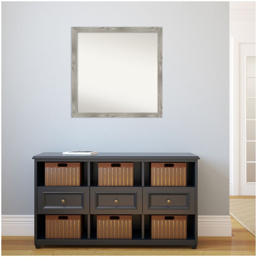 Dove Greywash Square Non-Beveled Framed Bathroom Wall Mirror