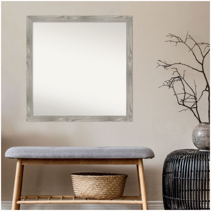 Dove Greywash Square Non-Beveled Framed Bathroom Wall Mirror