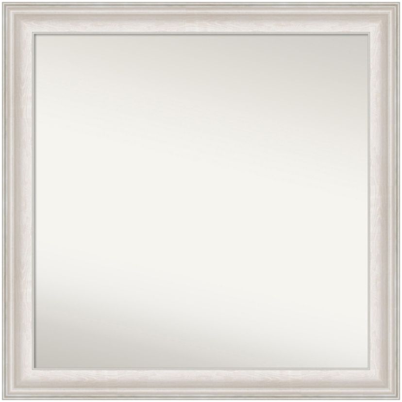 Trio White Wash Silver Non-Beveled Framed Bathroom Wall Mirror
