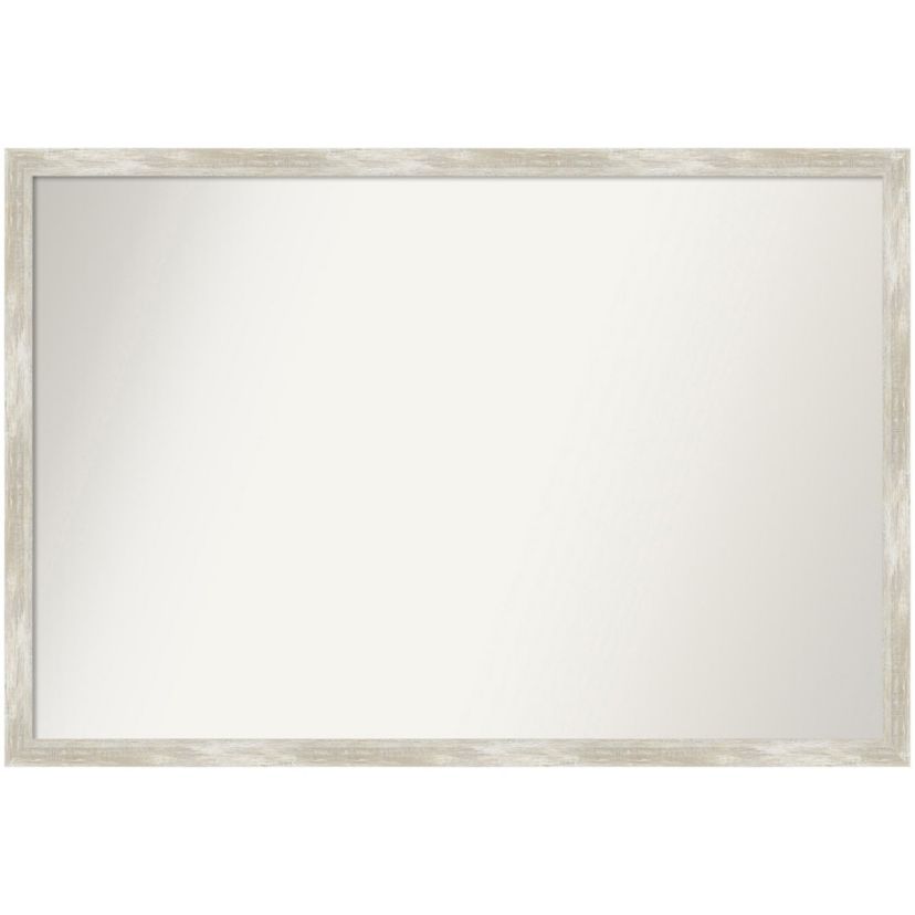 Crackled Metallic Narrow Non-Beveled Framed Bathroom Wall Mirror