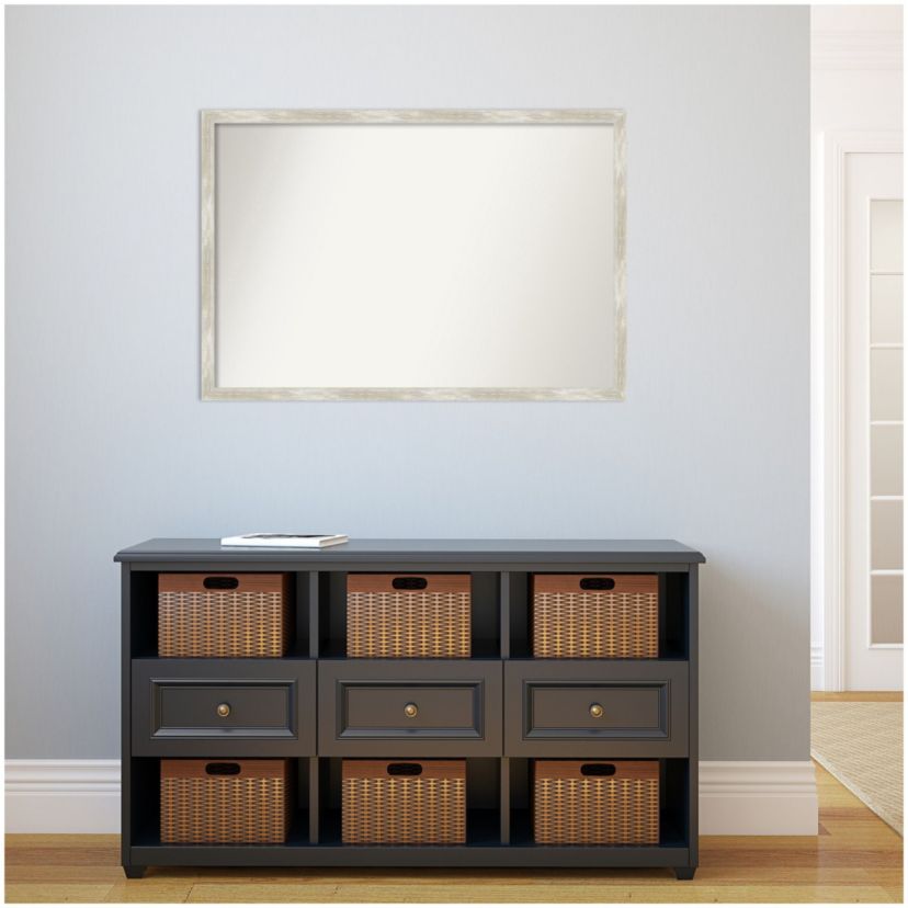 Crackled Metallic Narrow Non-Beveled Framed Bathroom Wall Mirror