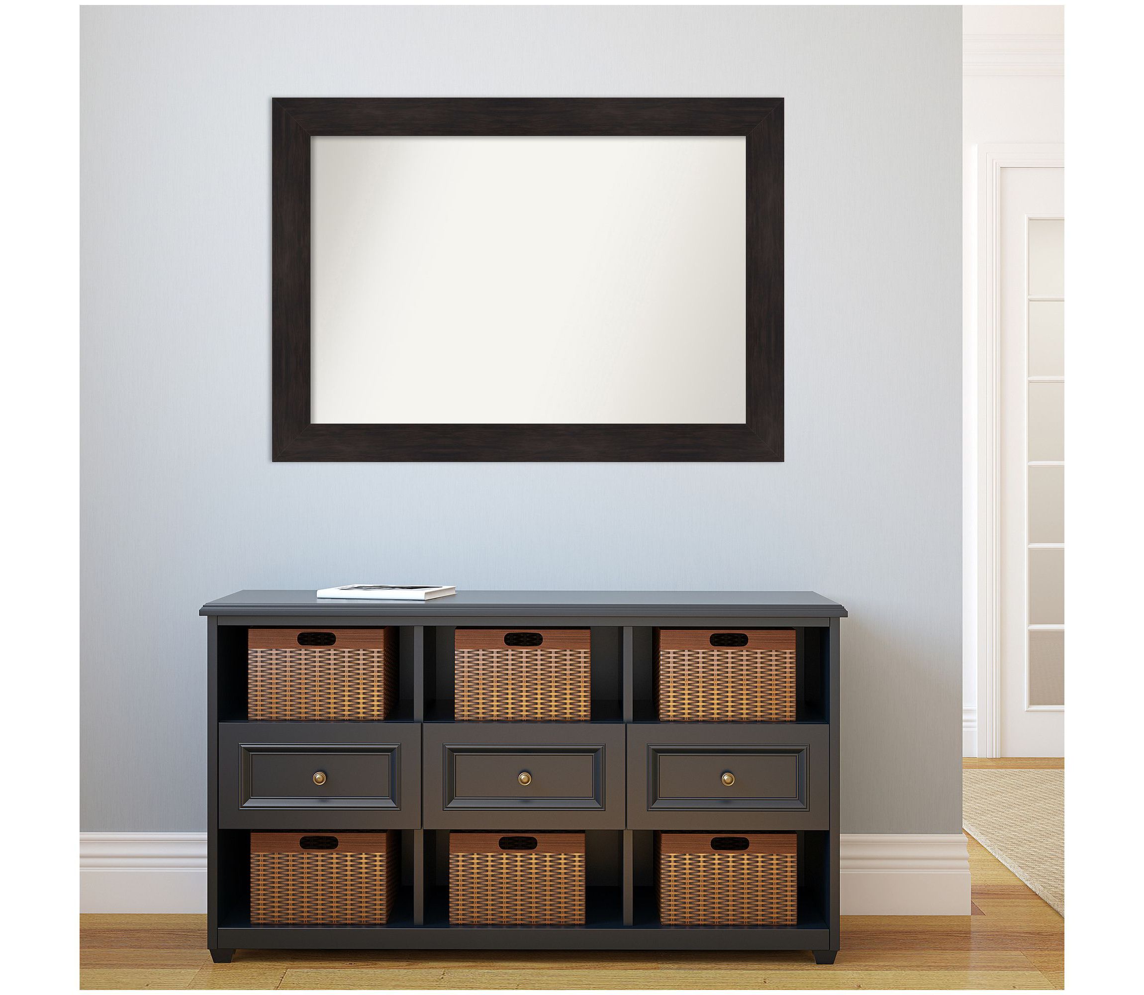 Furniture Espresso Non-Beveled Framed Bathroom Wall Mirror
