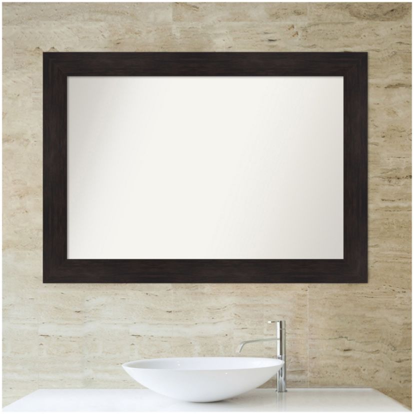 Furniture Espresso Non-Beveled Framed Bathroom Wall Mirror