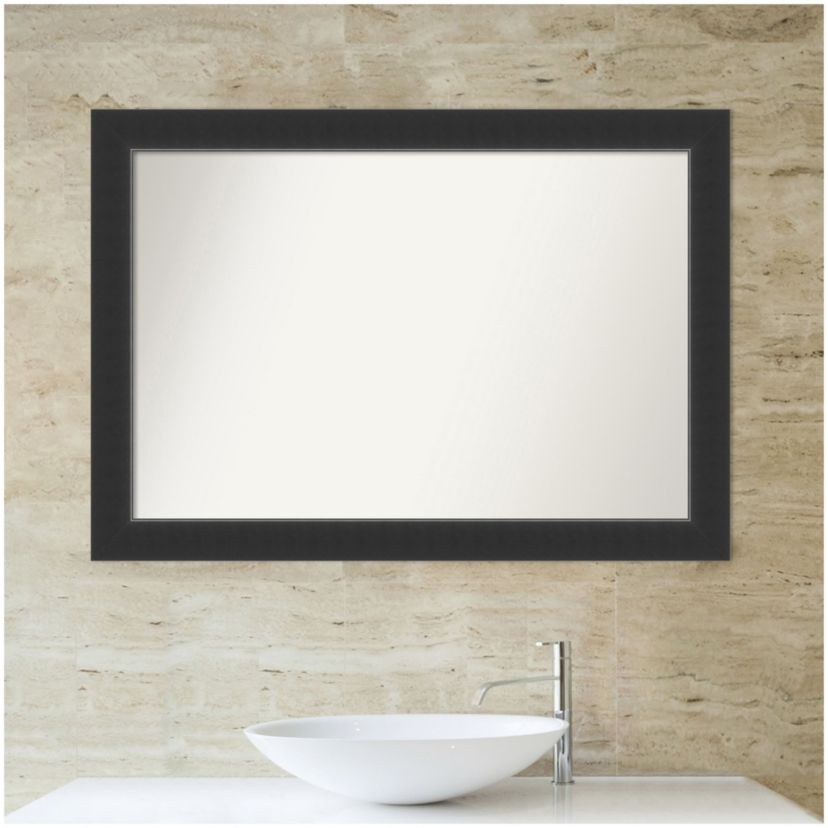Corvino Black Non-Beveled Wood Framed Bathroom Wall Mirror