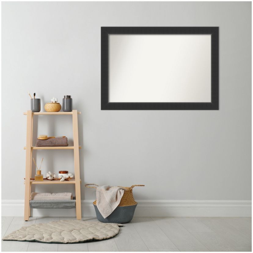 Corvino Black Non-Beveled Wood Framed Bathroom Wall Mirror