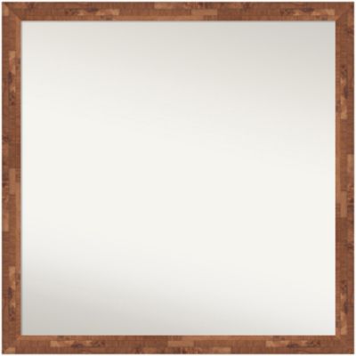 Amanti Art Fresco Light Pecan Non-Beveled Wood Framed Bathroom Wall Mirror, Brown, Medium