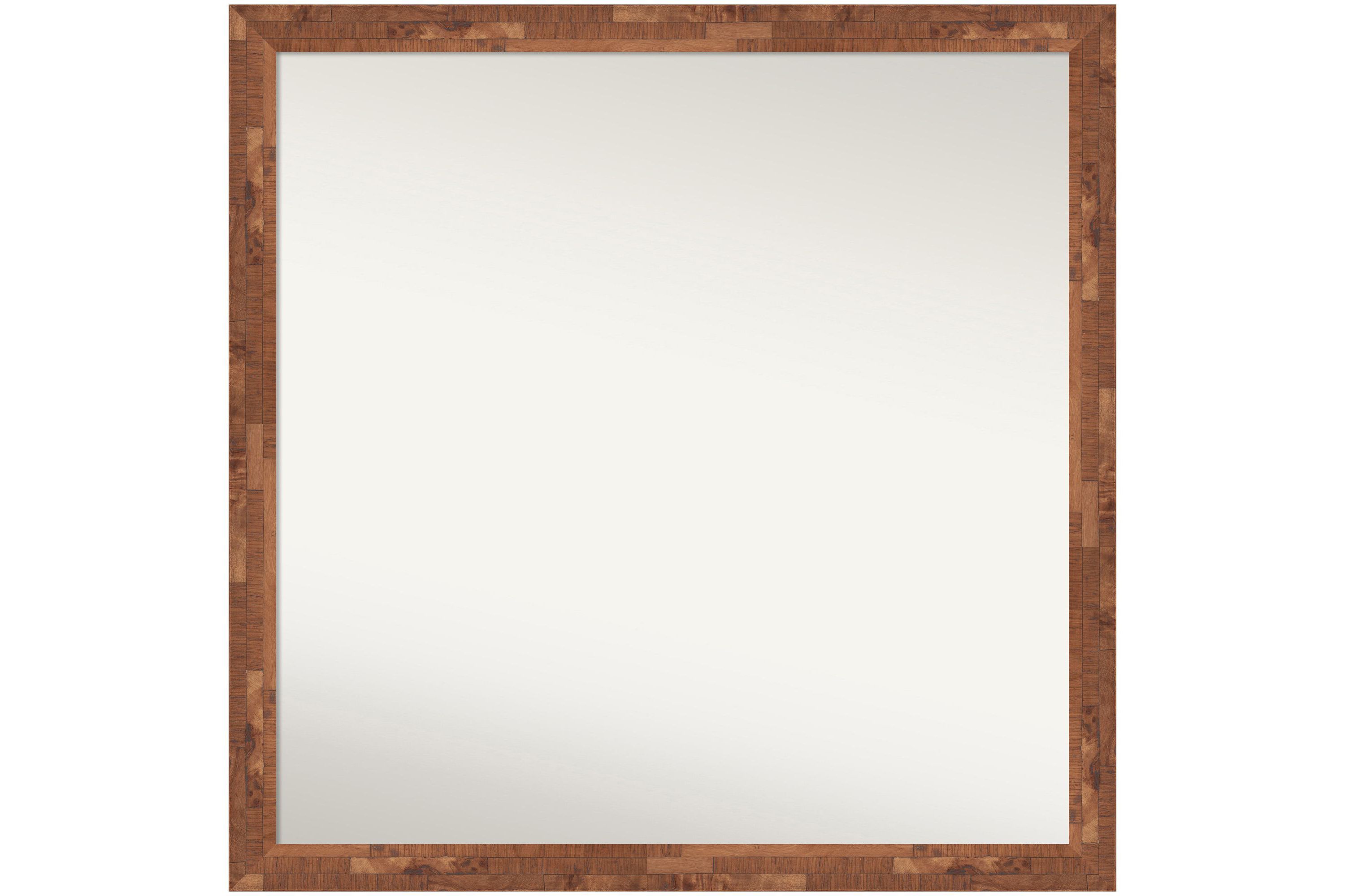 Fresco Light Pecan Non-Beveled Wood Framed Bathroom Wall Mirror