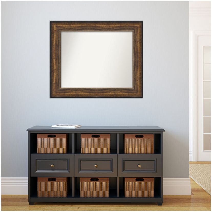 Ballroom Bronze Non-Beveled Framed Bathroom Wall Mirror