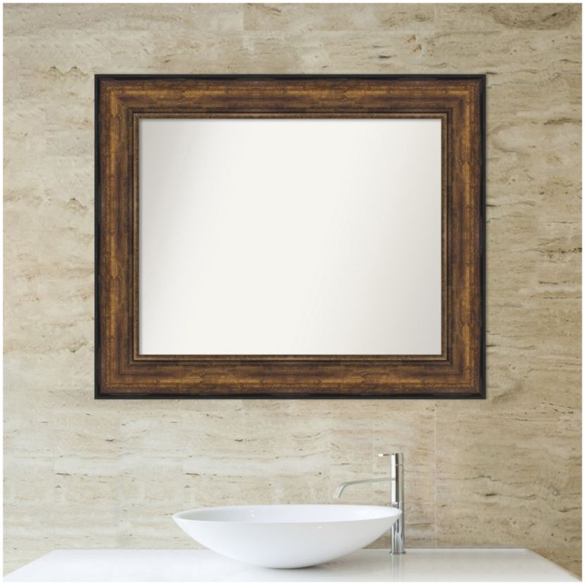 Ballroom Bronze Non-Beveled Framed Bathroom Wall Mirror